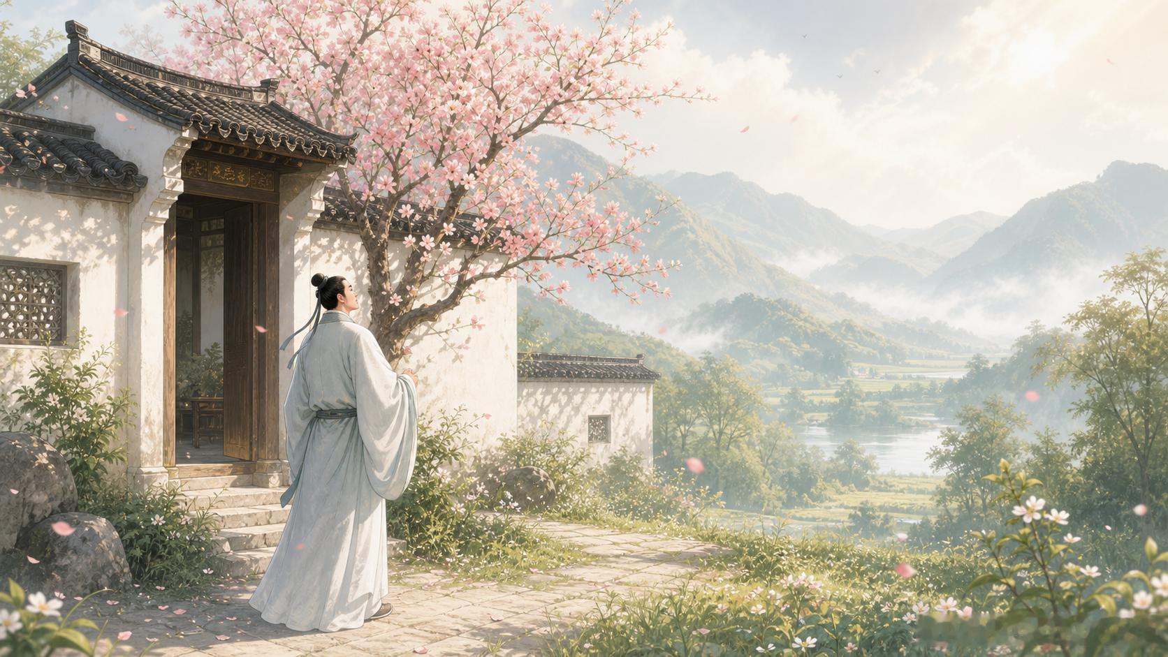 崔护《题都城南庄》去年今日此门中，人面桃花相映红。人面不知何处去，桃花依旧笑春风