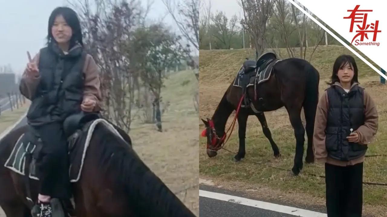 当时养马爱好者时先生正在放马，几名路过的孩子围过来围观，其中一名七年级女孩能准确