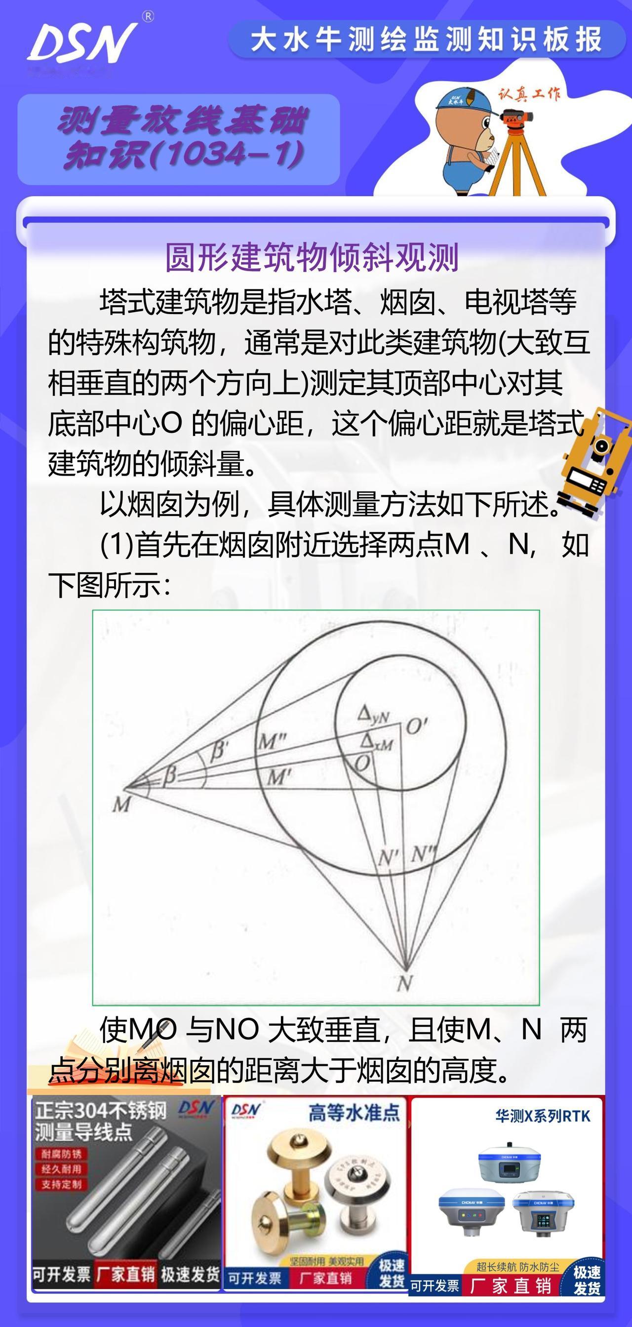 赛维板报|圆形建筑物倾斜观测
塔式建筑物是指水塔、烟囱、电视塔等的特殊构筑物，通