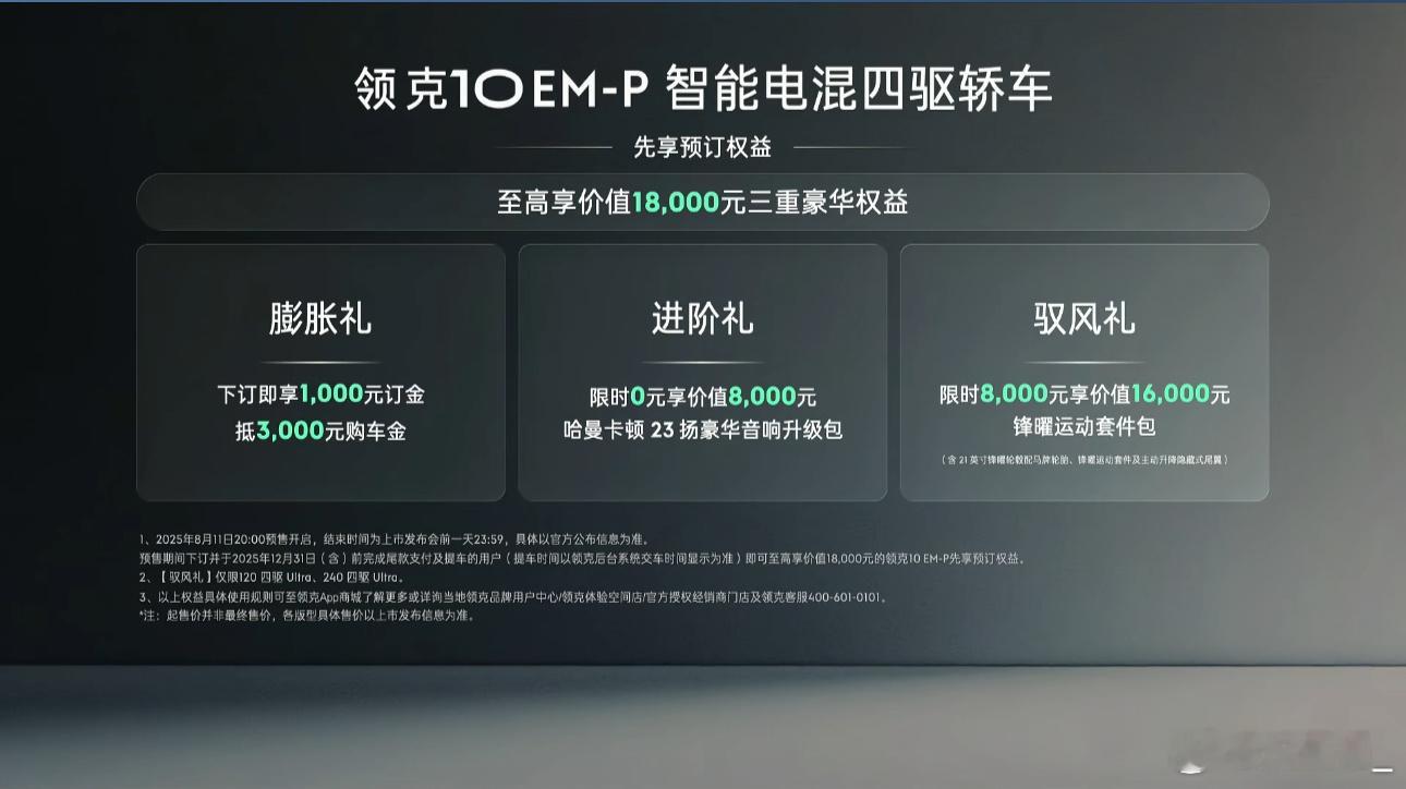 领克10EM-P全系顶配预售19.2万起今晚，领克10 EM-P正式开启预售12