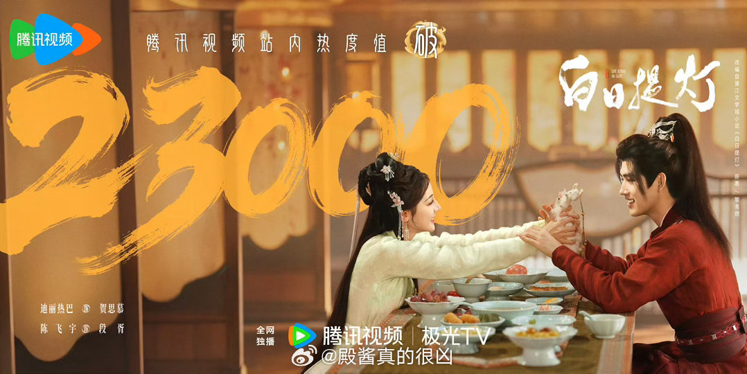 《白日提灯》开播后，热度值在15分钟内突破22000，随后迅速攀升至23000以