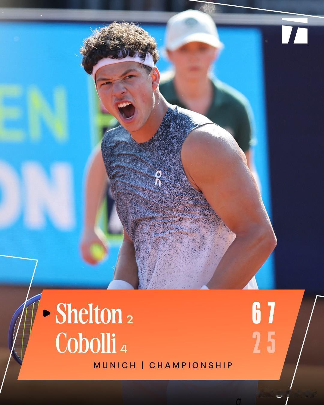 谢尔顿7-5/6-2科博利
拿下慕尼黑冠军🥇