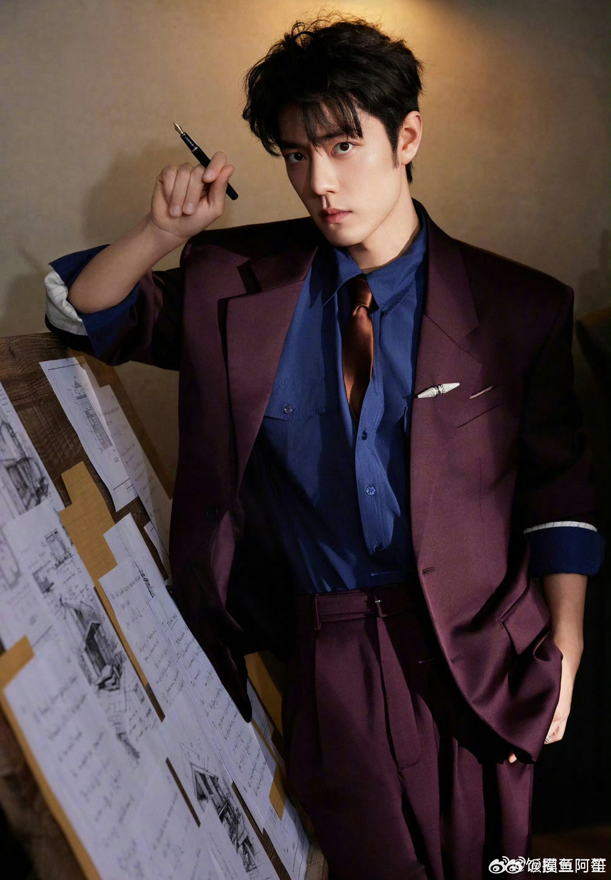 YSL官博认领肖战微博之夜造型 