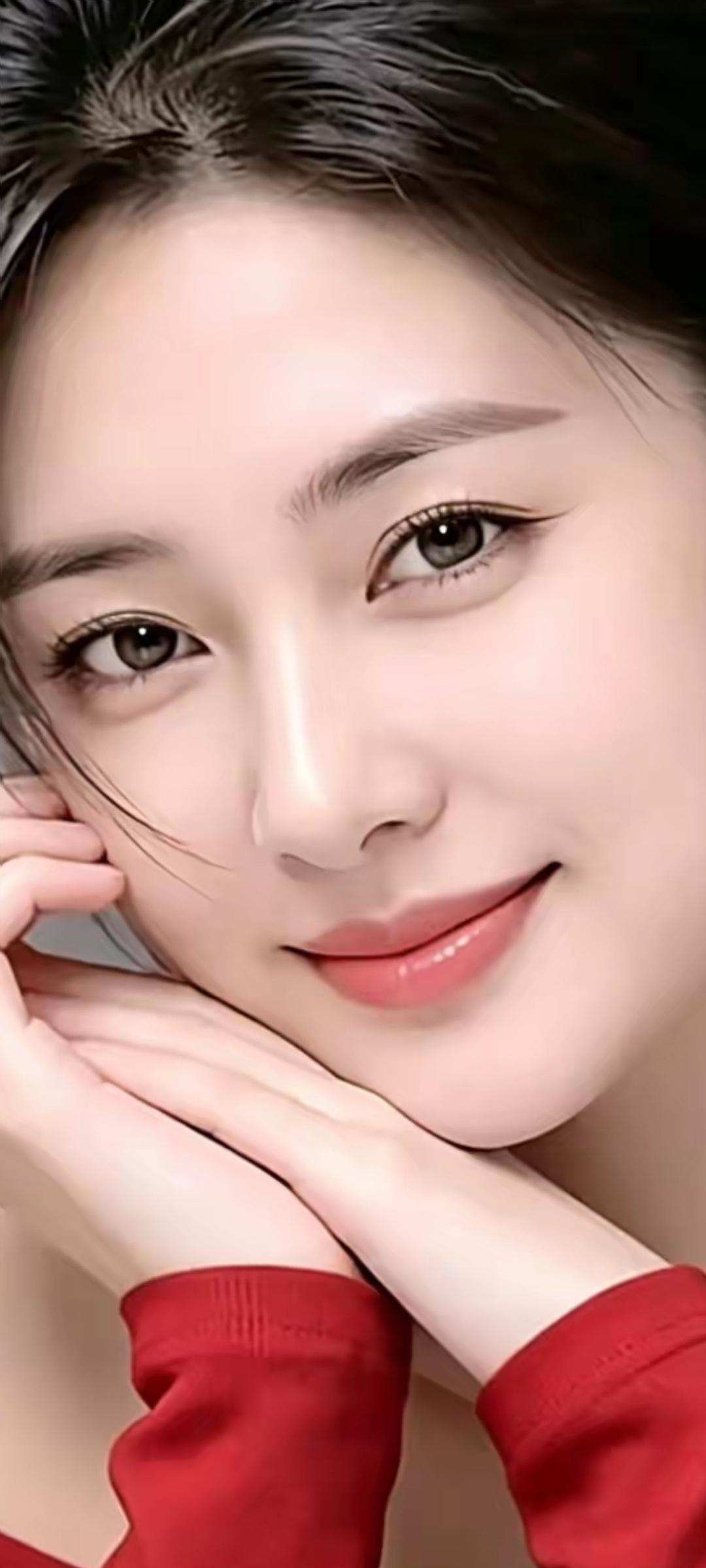 温柔甜美的微笑，红衣少女，元气满满的一天🌸💕