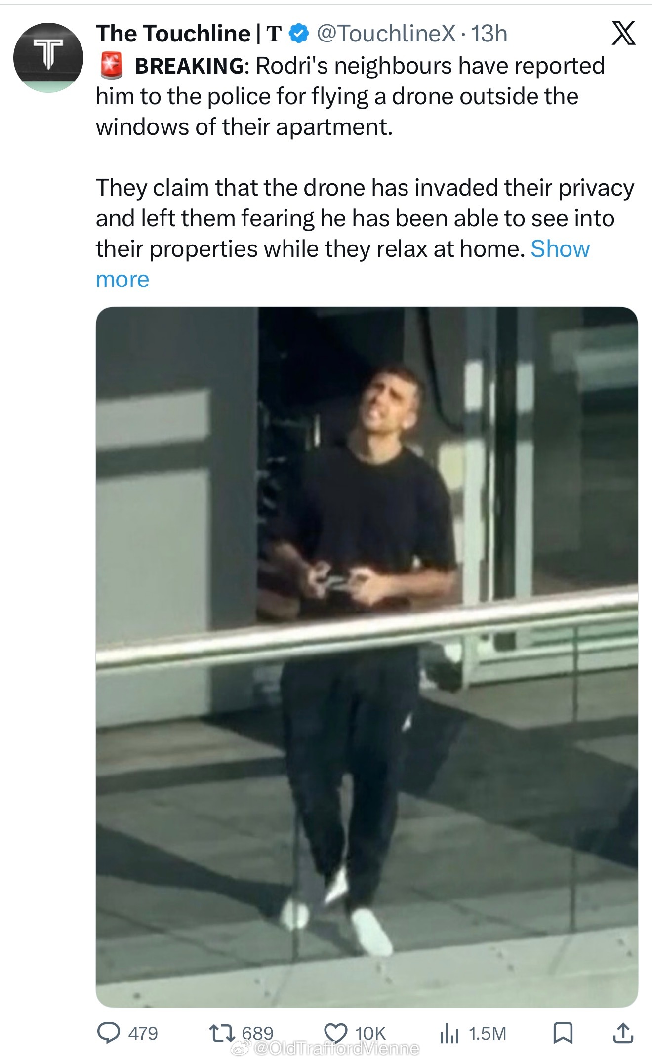 罗德里飞无人机被邻居报警了