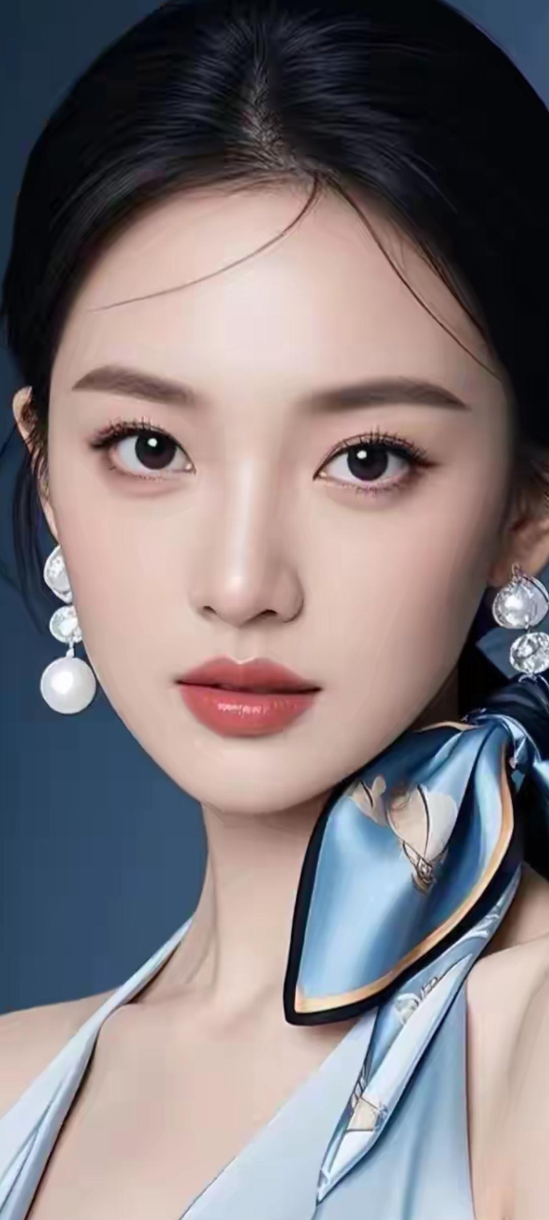 优雅蓝丝巾，闪耀珍珠耳环，气质满分！💎✨