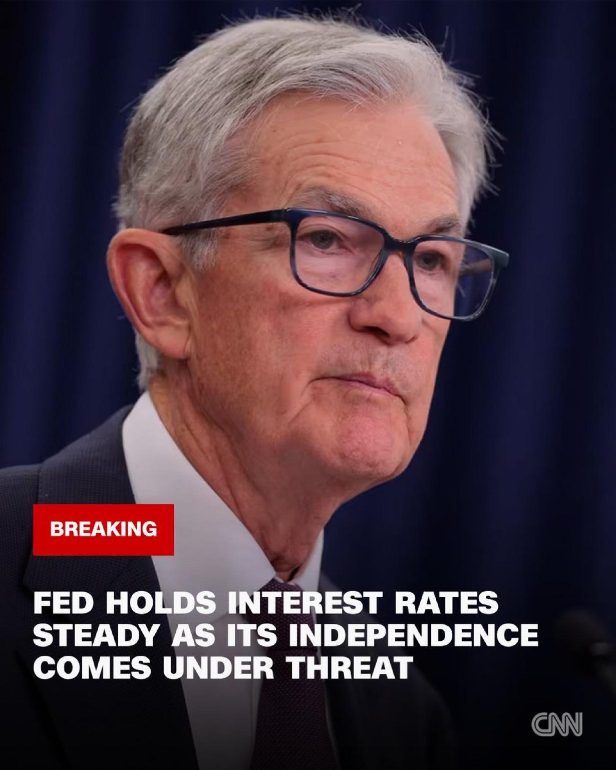 美联储宣布维持利率不变，顶住了来自特朗普政府的政治压力。杰罗姆·鲍威尔一针见血地