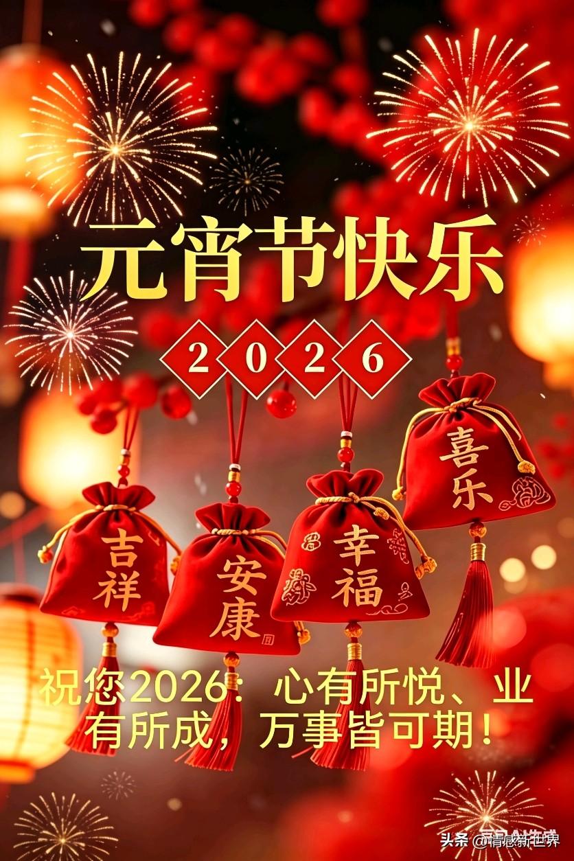 2026年元宵节快乐，愿您心有所悦，万事皆可期！🎆🏮💰马年元宵节 元宵年俗