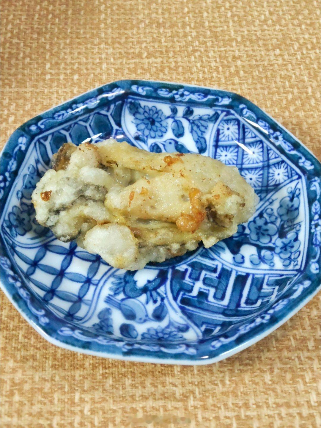 宅家中式omakase大虾一半天妇罗🍤一部分油爆🦐生蚝一只水煮一只炸