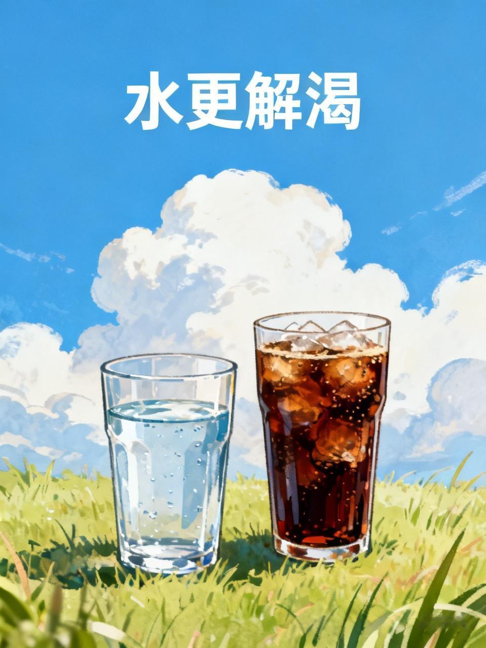 要说饮料和水哪个更解渴，我站水这队。
水是最直接的解渴神器，能迅速补充身体流失的