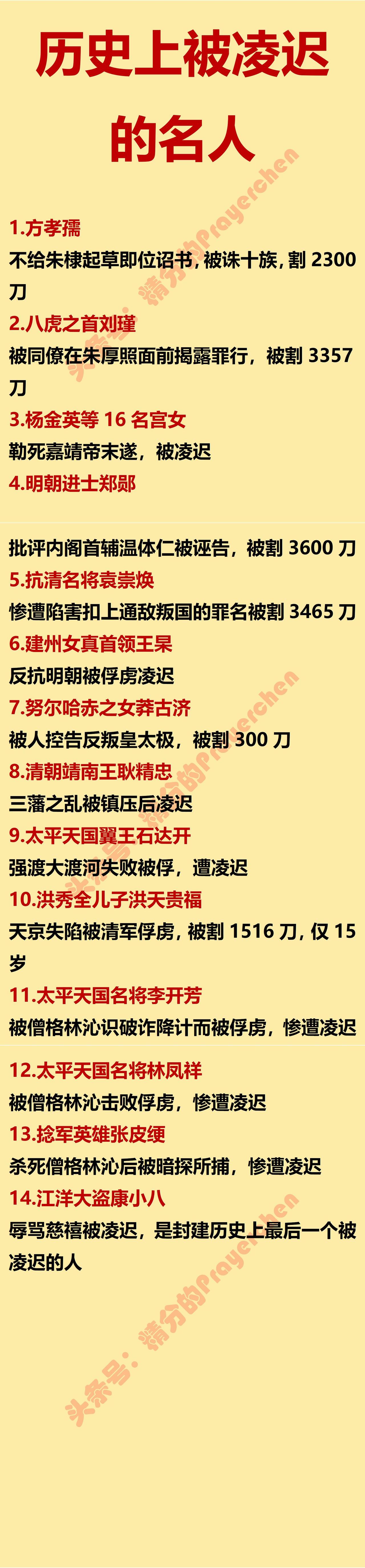 我国历史上第一个遭受凌迟的人缺乏记载，最后一个人却非常明确。

凌迟是我国历史中