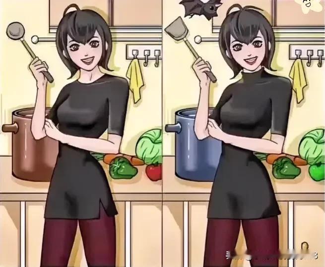 厨娘持刀，烹饪美食
找不同8处找一找[灵光一闪]