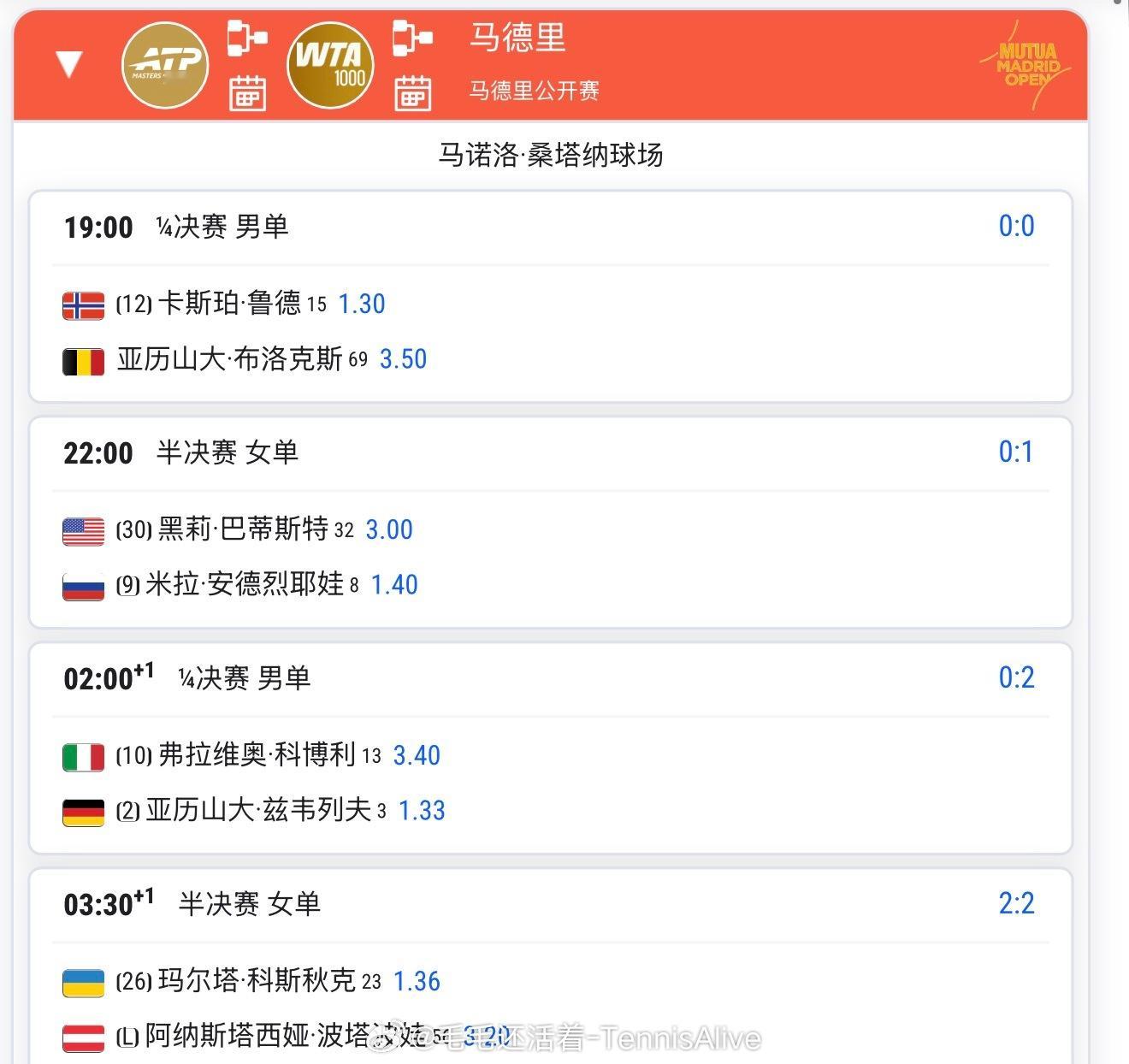 【4.30 日比赛赛程+直播赛程】不直播 