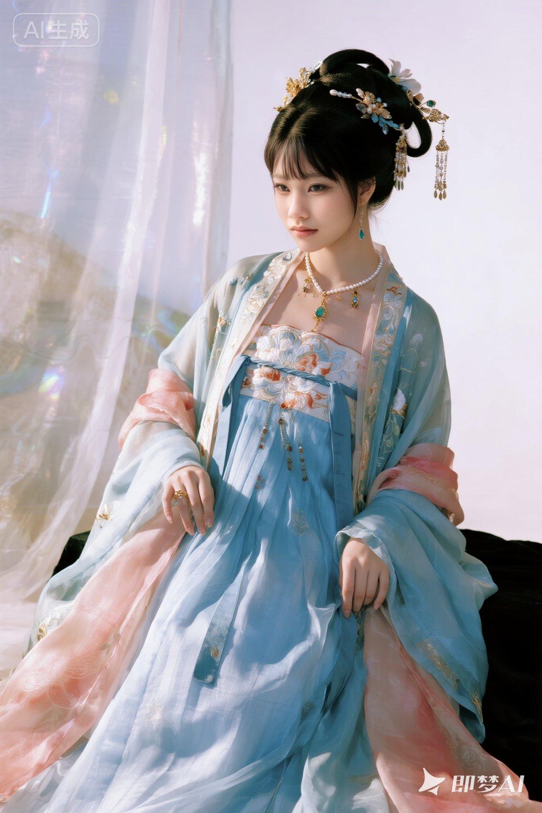 《临江仙·罗衣轻透鲛绡色》
 
罗衣轻透鲛绡色，霞边偷剪春云。璎珞垂玉坠芳尊。鬓