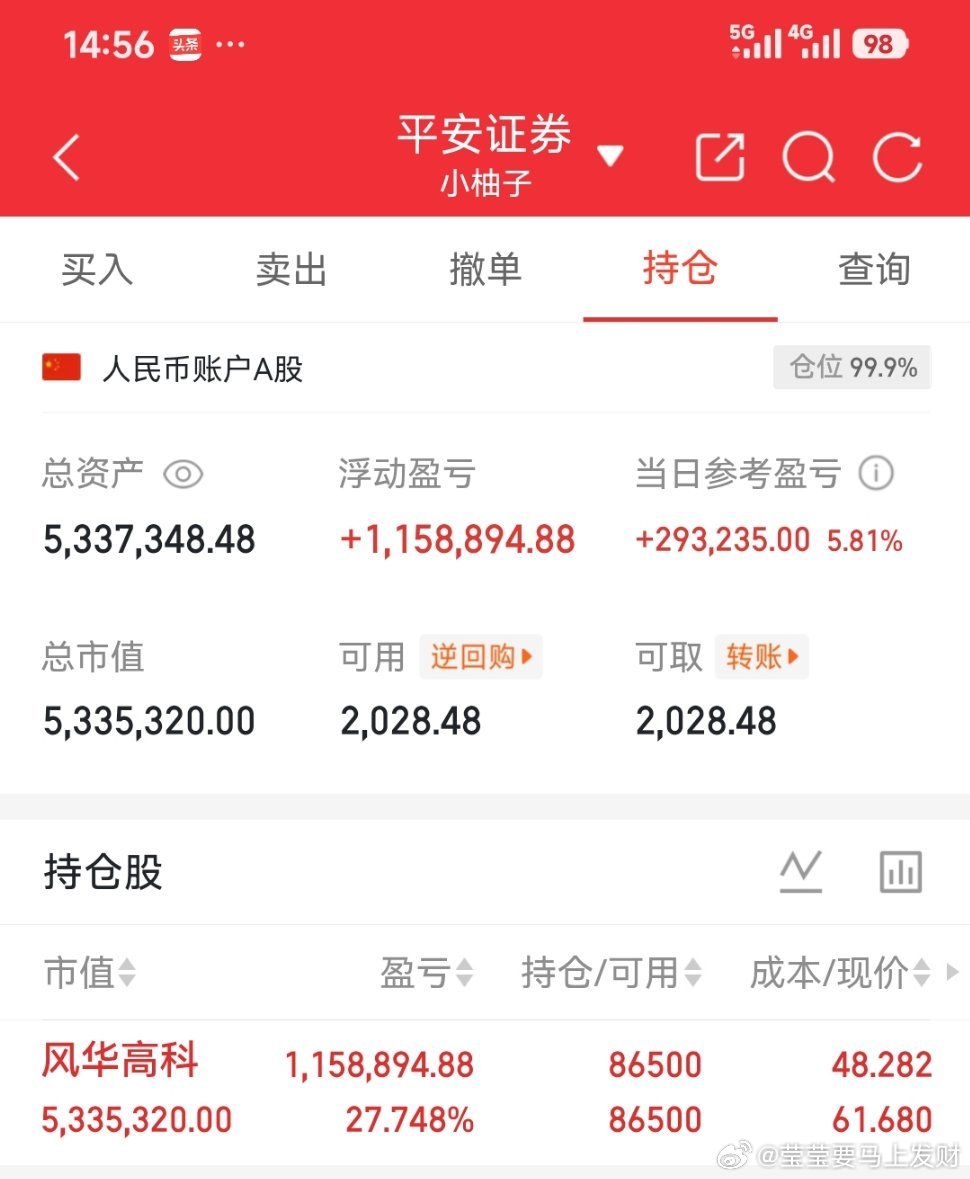 老粉们都知道，风华高科我一直拿着，都上了车的兄弟姐妹我们一起见证龙头的崛起 