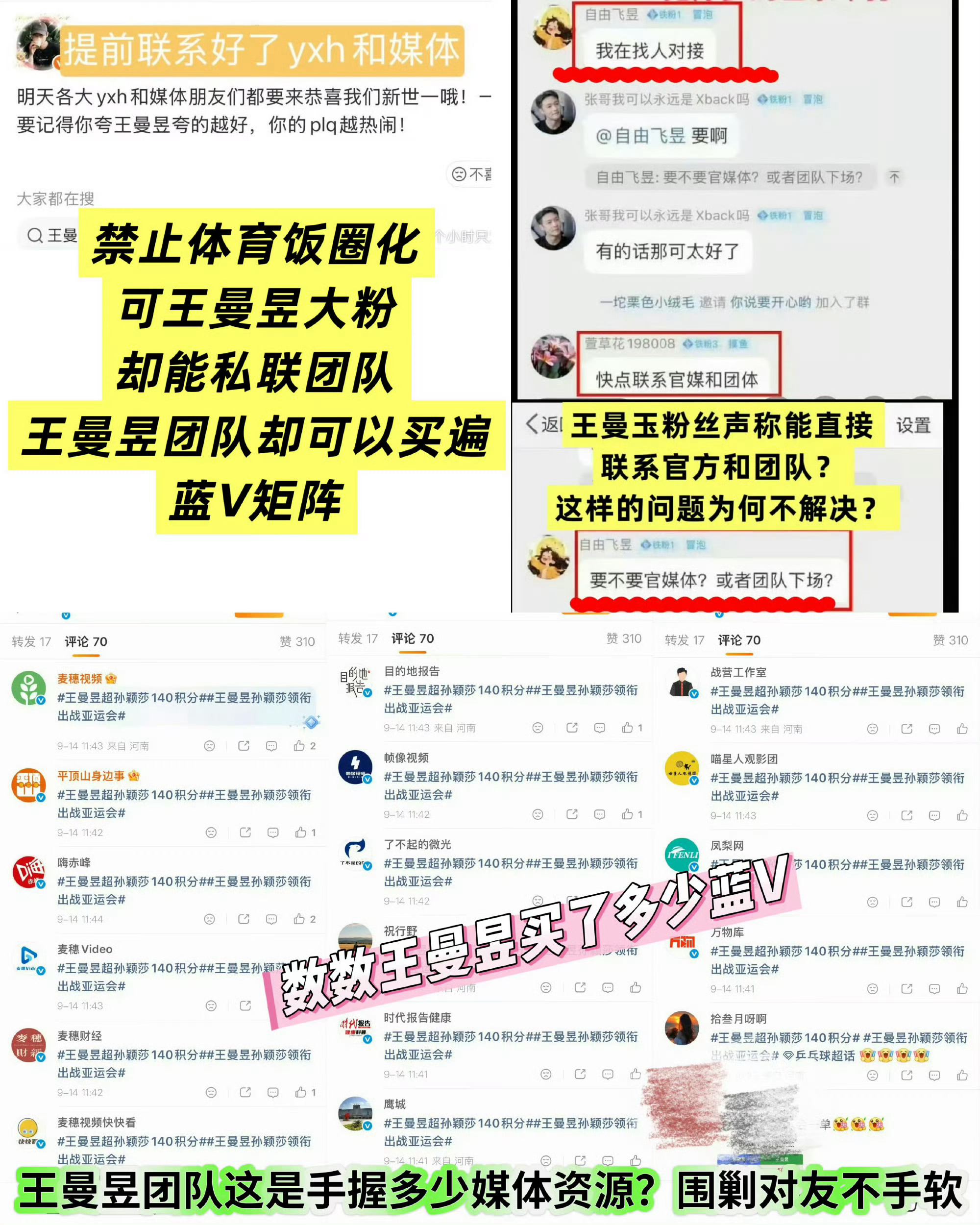 王曼昱超孙颖莎140分打假 ​​​