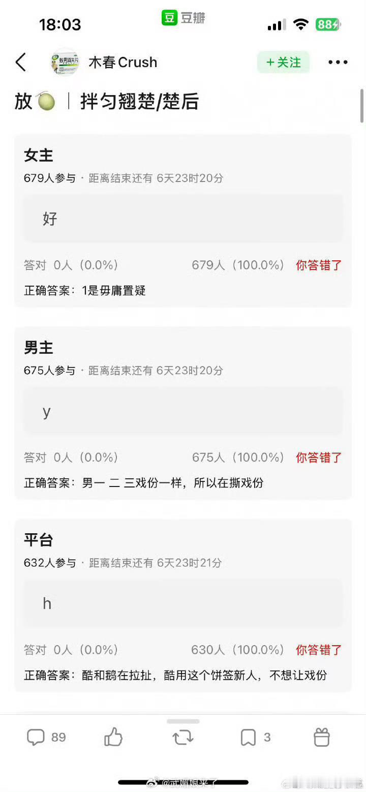 豆瓣有🍉主否认了翘楚/楚后 陈都灵 周翊然平番。这个🍉主准吗？ ​​​