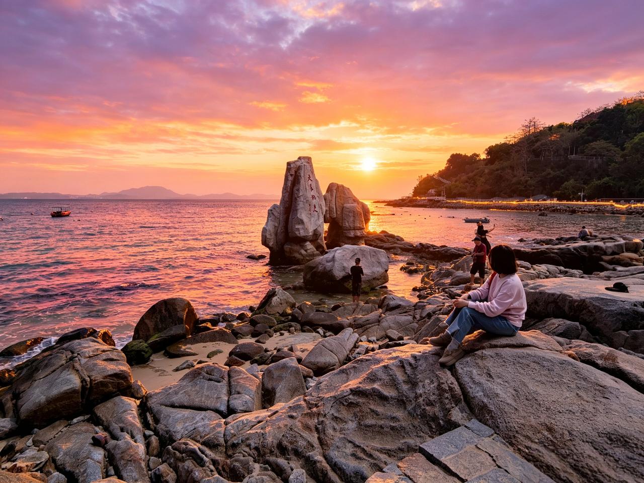 🌊深圳大梅沙海滨坐落在深圳盐田大鹏湾，背靠梧桐山余脉，面向南海，拥有1800米