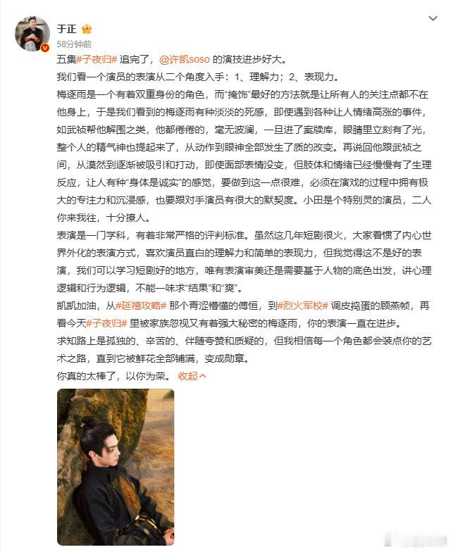 于正分析许凯演的梅逐雨于正分析许凯演的梅逐雨，把我看得热血沸腾，许凯把梅逐雨那种
