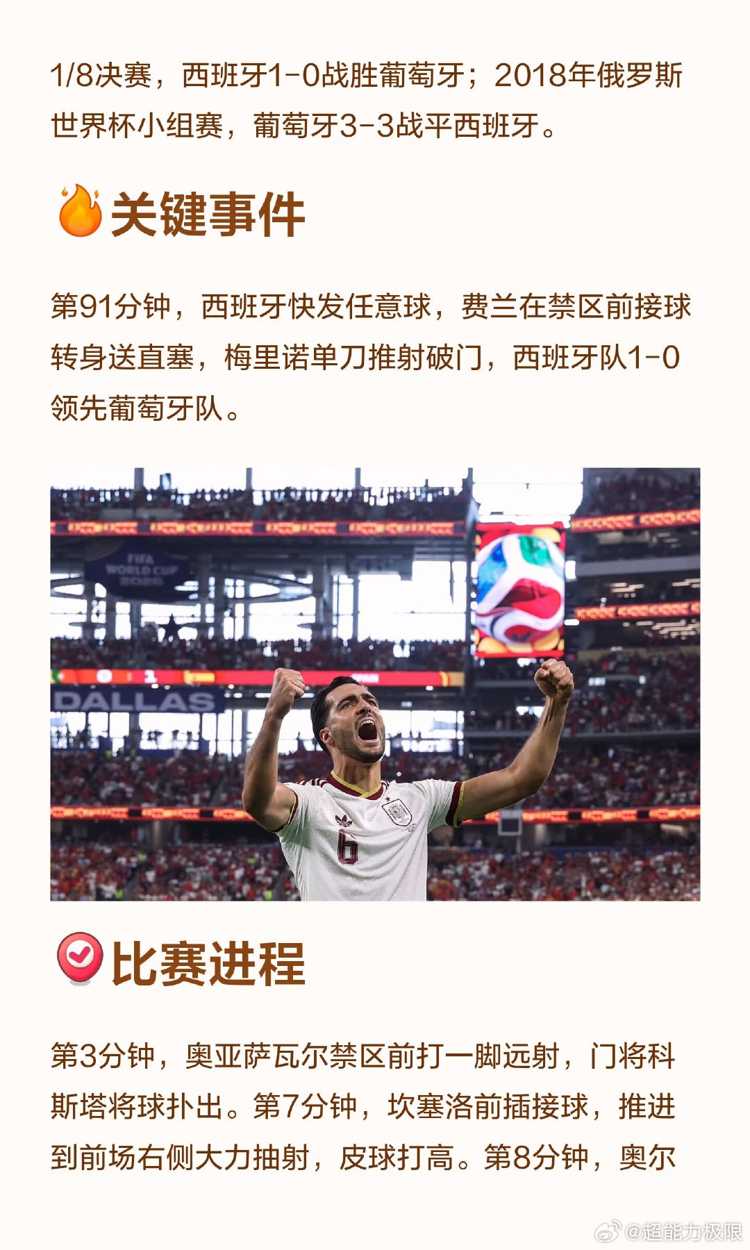 🕒比赛时间：7月7日3点 📍赛事地点：达拉斯体育场 ✅最终比分：葡萄牙0-1