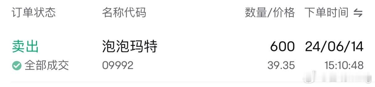 泡泡玛特股票这玩意真的……拿不住真的没办法，一年前39元卖掉所有泡泡玛特股票，没