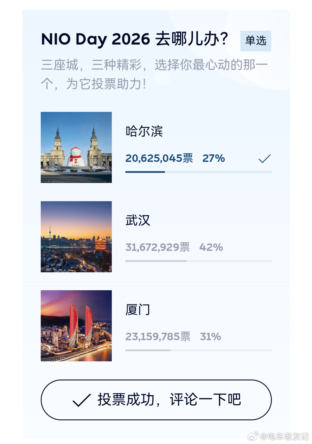 开始投票了 