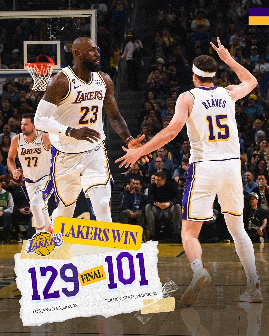 ✅ 湖人大胜勇士✅ 湖人终结三连败✅ 东契奇生日夜✅ 东契奇26分6篮板8助攻✅