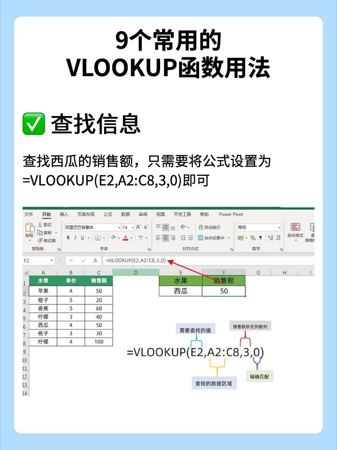 9个VLOOKUP函数用法！直接套用！码住！ 