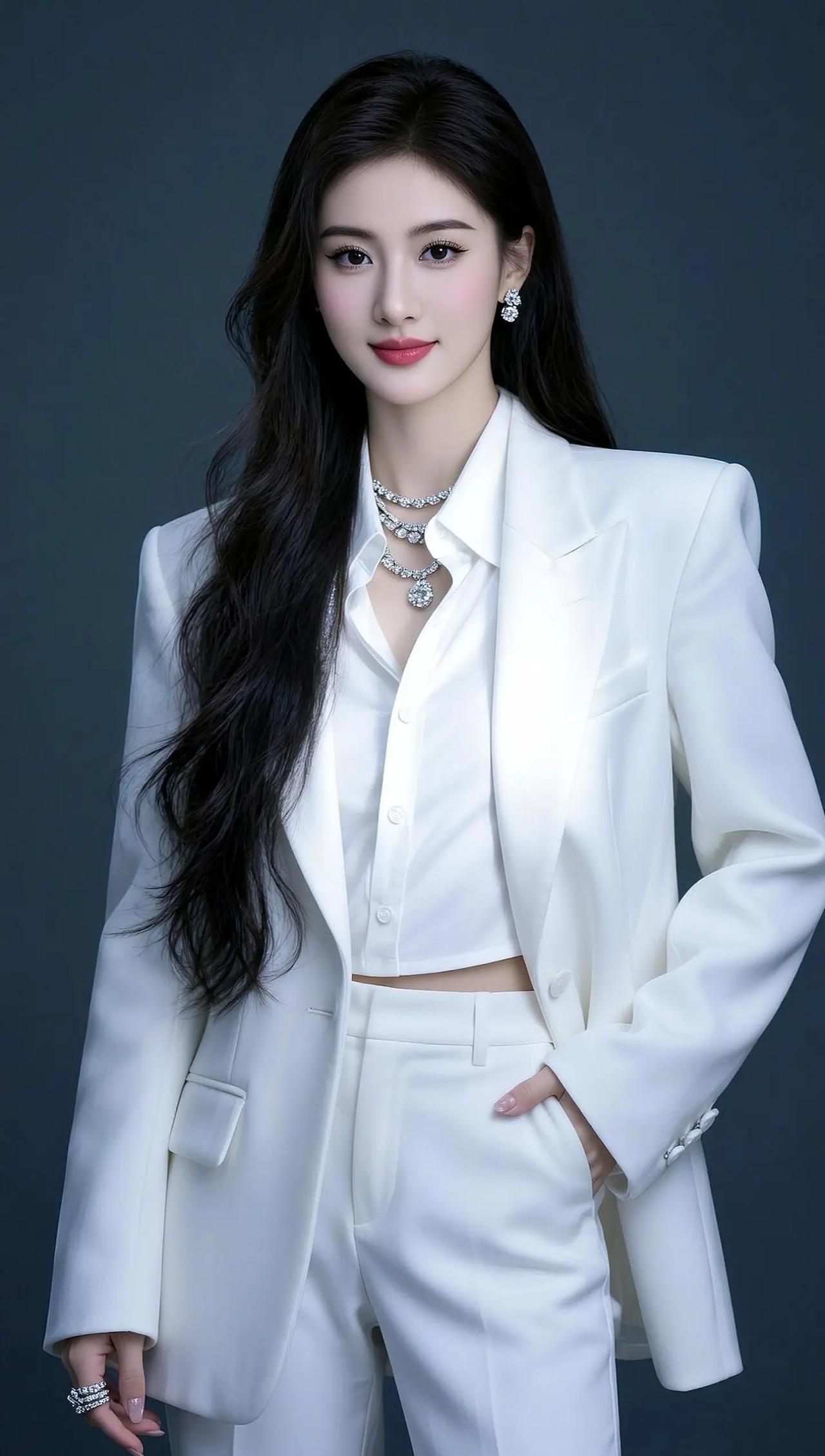 优雅白西装，闪耀的珠宝，尽显时尚魅力！💎✨