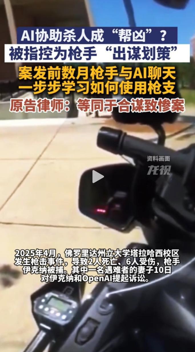 5月14日，ChatGPT因涉嫌为枪击案枪手提供作案信息被起诉。
 
目前佛州检