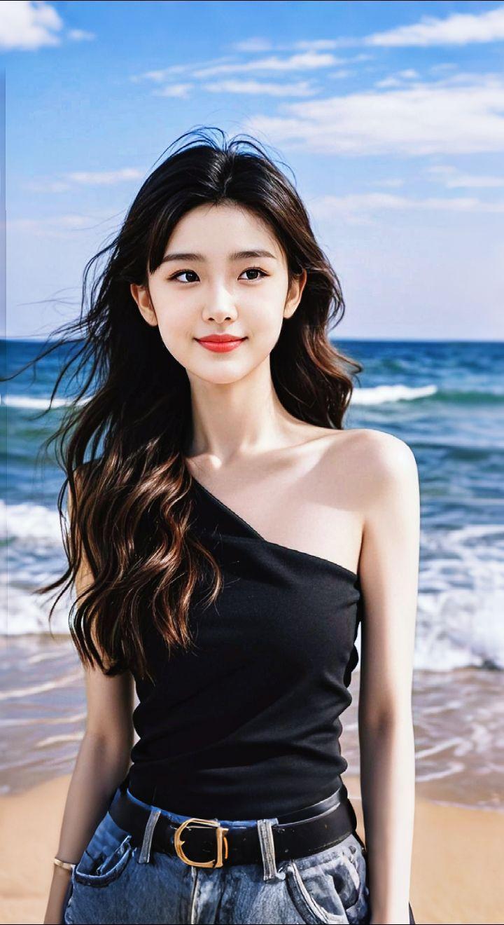 AI扩图 AI海滨佳人