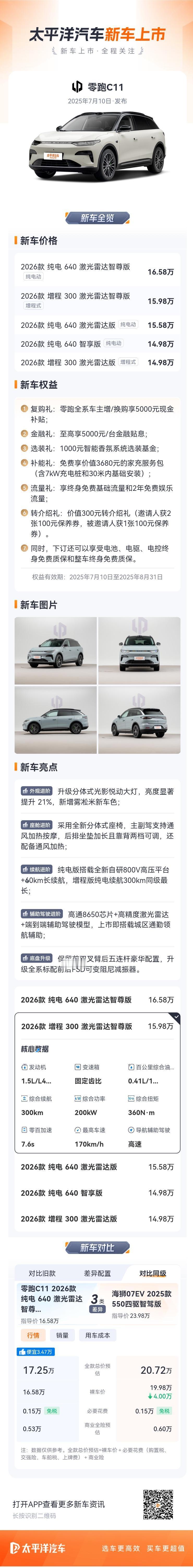 一图看懂刚上市的全新零跑c11   ！
上市权益、亮点解读......
你想知道
