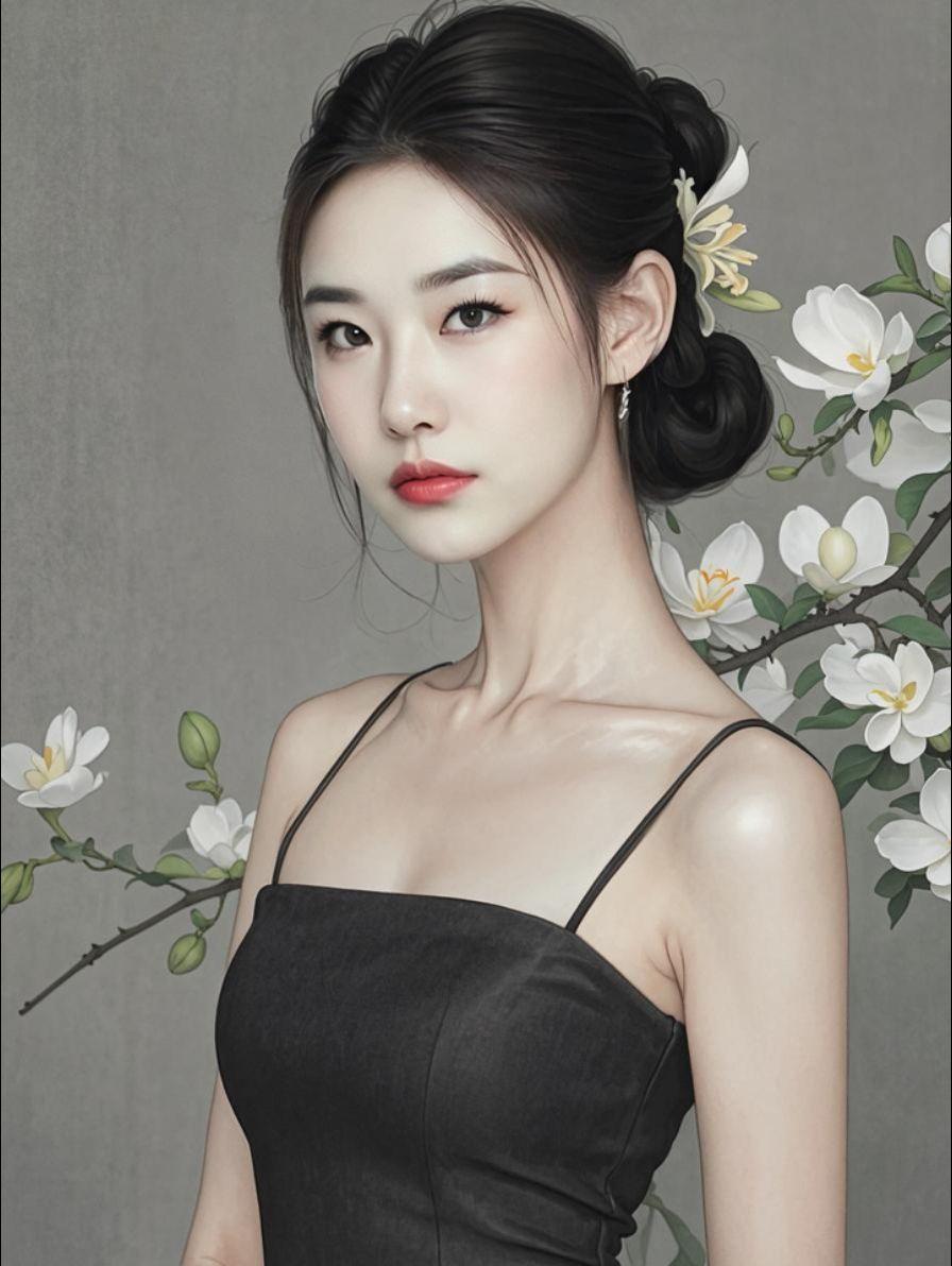 AI黑白仕女图