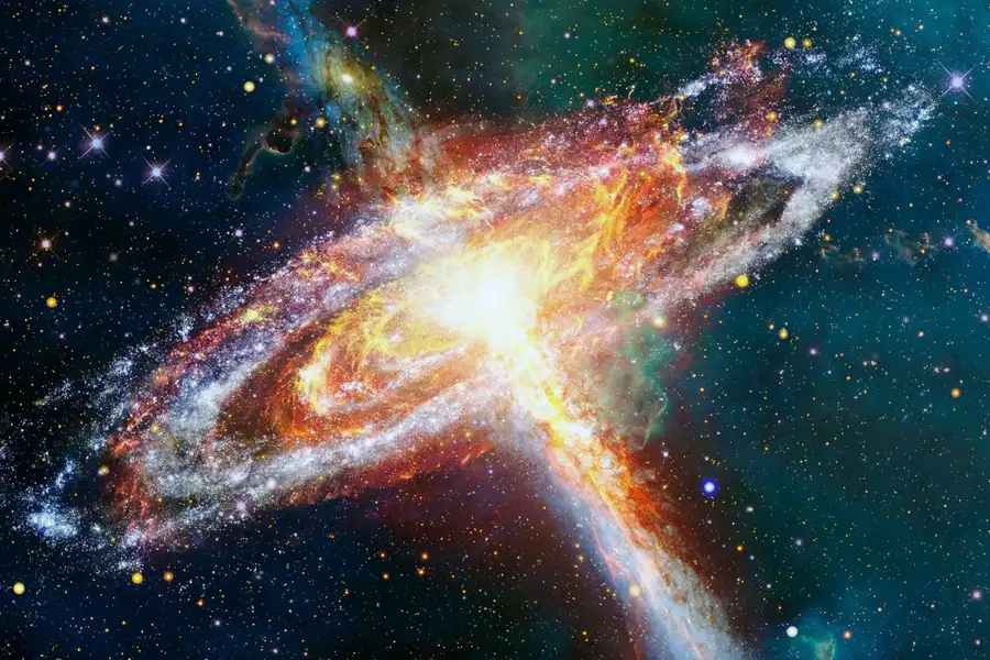 当一颗恒星寿命即将终结并在其引力作用下坍缩时，就会形成中子星，产生冲击波，并留下