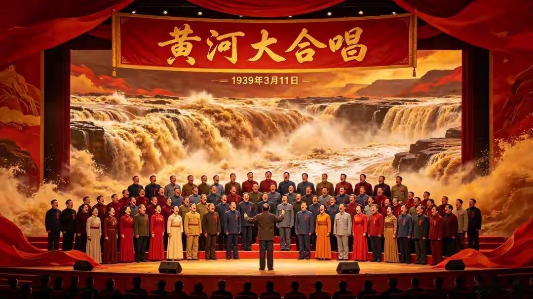 别小瞧《黄河大合唱》，这首诞生于延安窑洞的老歌，真能顶得上千军万马。
当年民族危