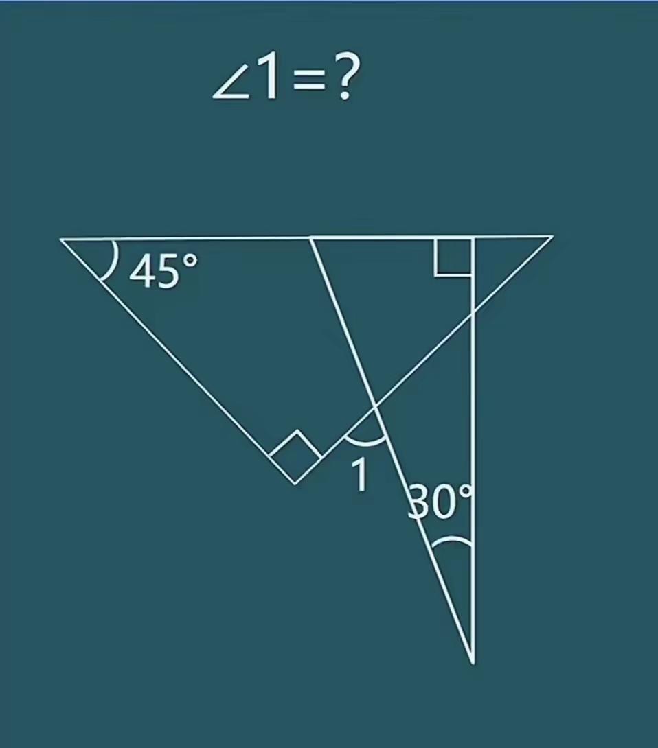 ∠1=？度
2个直角三角板，随便一放就能是一道典型的数学题，数学真是奥妙呀。你能