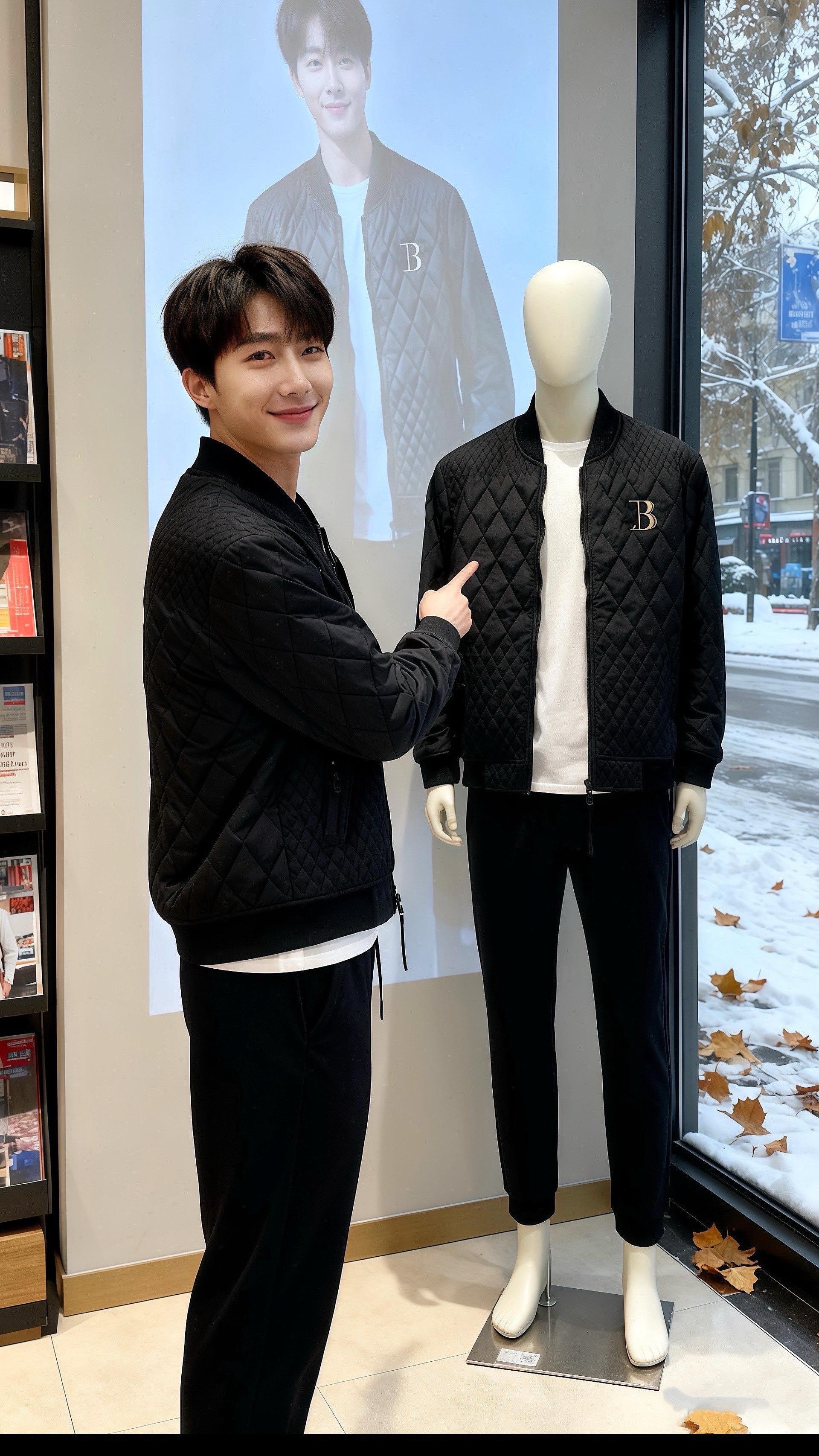 在一个飘雪的冬日午后，皓明走进了一家温馨的咖啡馆。他穿着一件黑色的菱格...