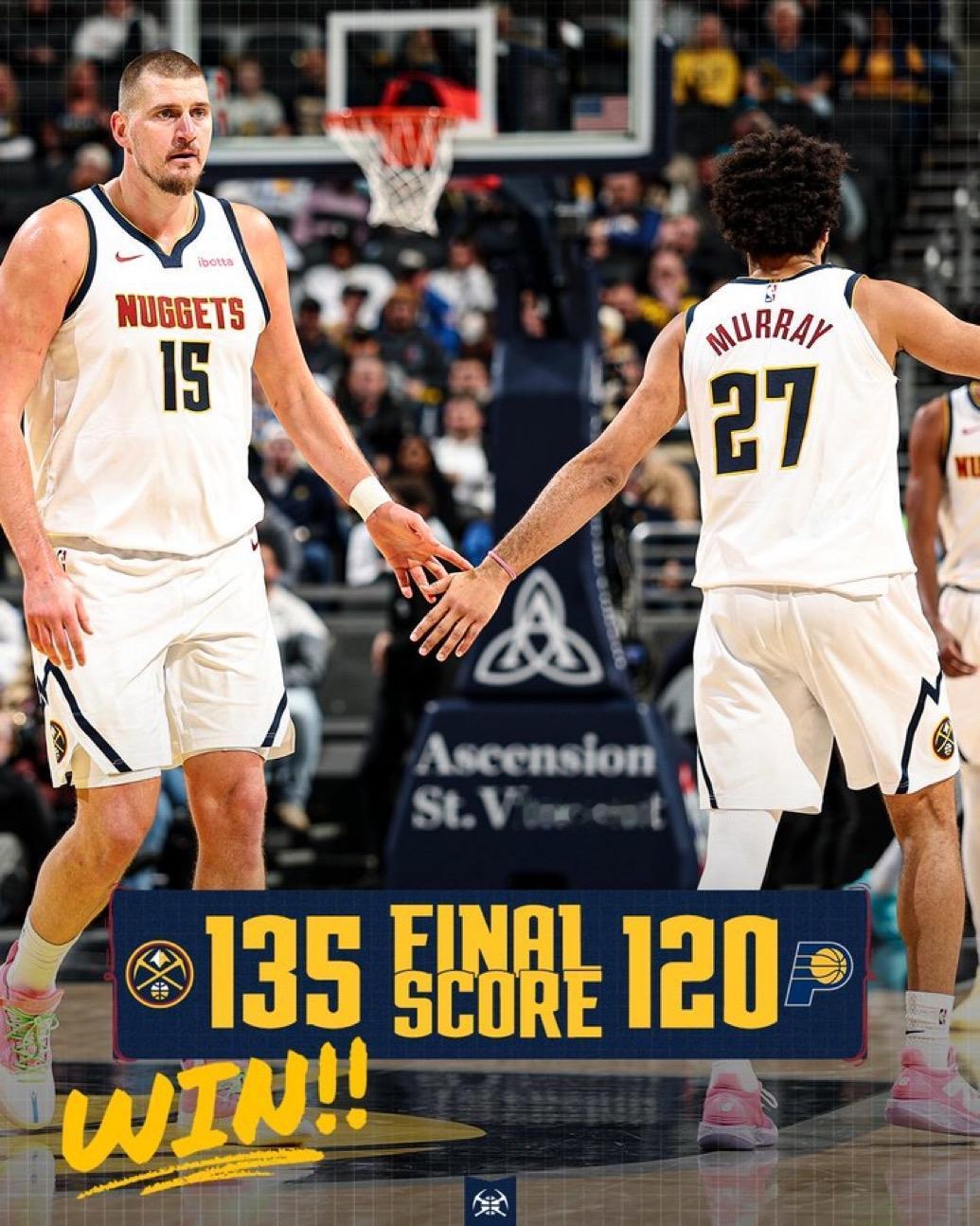 12月4日NBA常规赛战报（9场）：

掘金135-120步行者
开拓者122-