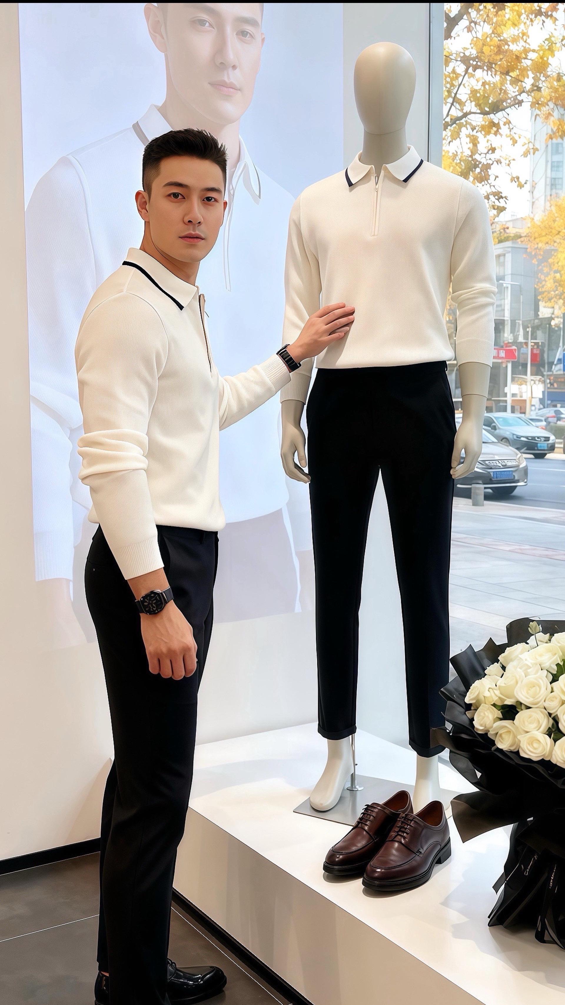 秋日午后，许妍推开男装店门时，撞进皓明抬眼的笑意里。  他穿一件米白翻...