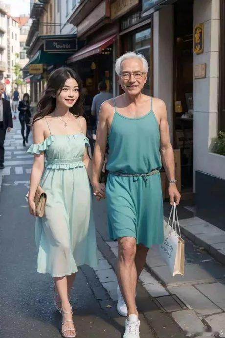 王振华，现年75岁，虽然白发苍苍，但精神抖擞步履娇健，穿的衣服还特别时尚，吊带布