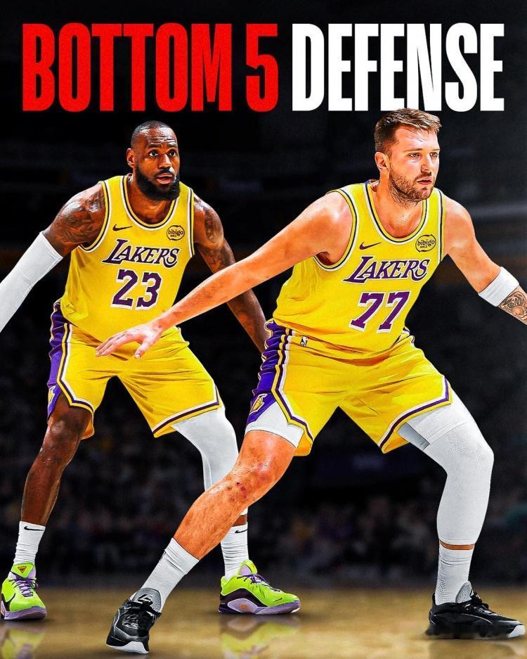 湖人本季进攻效率联盟第8&防守第25
美媒CP晒图写道：
尼科·哈里森对东契奇的