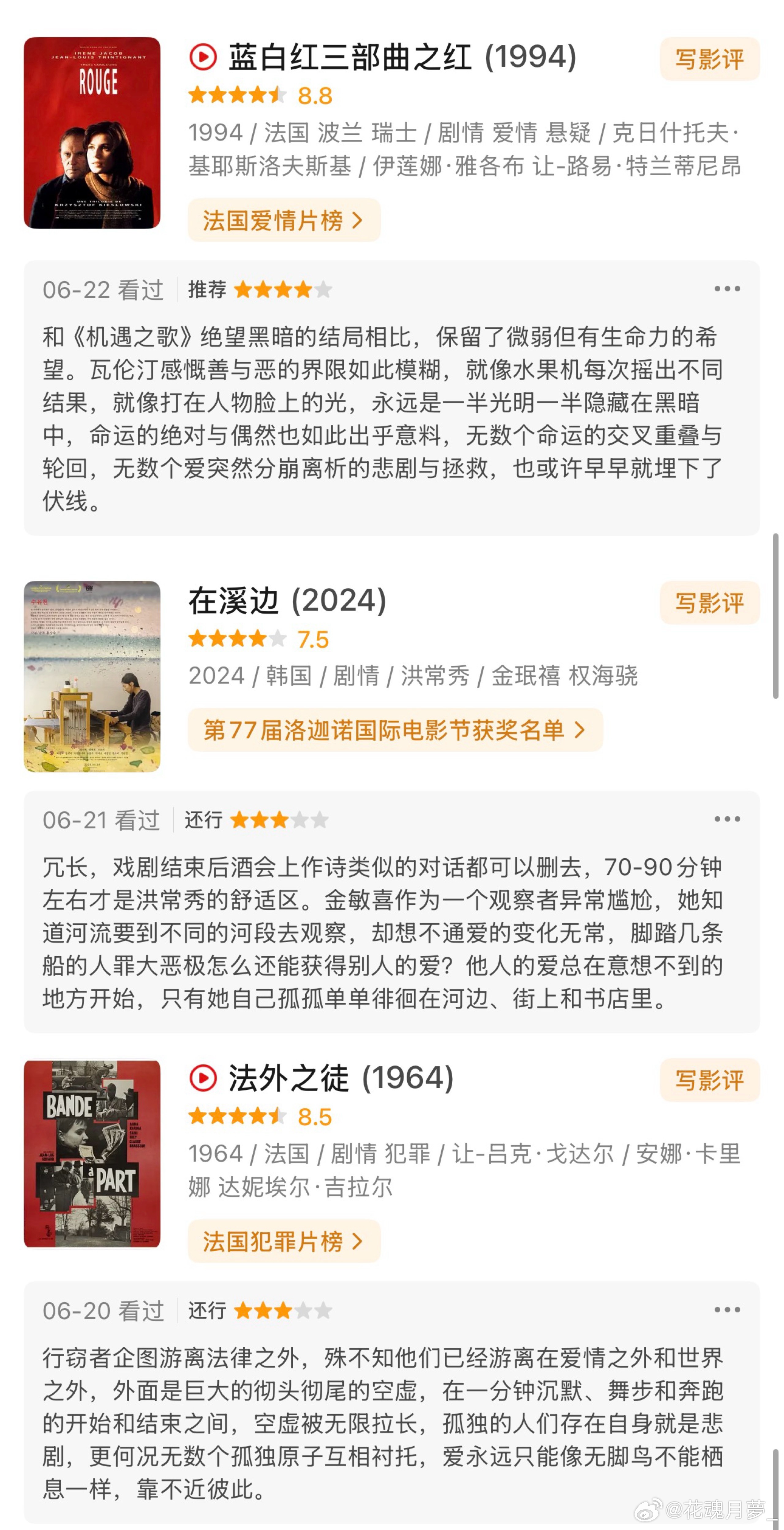 第二季度观影清单。 