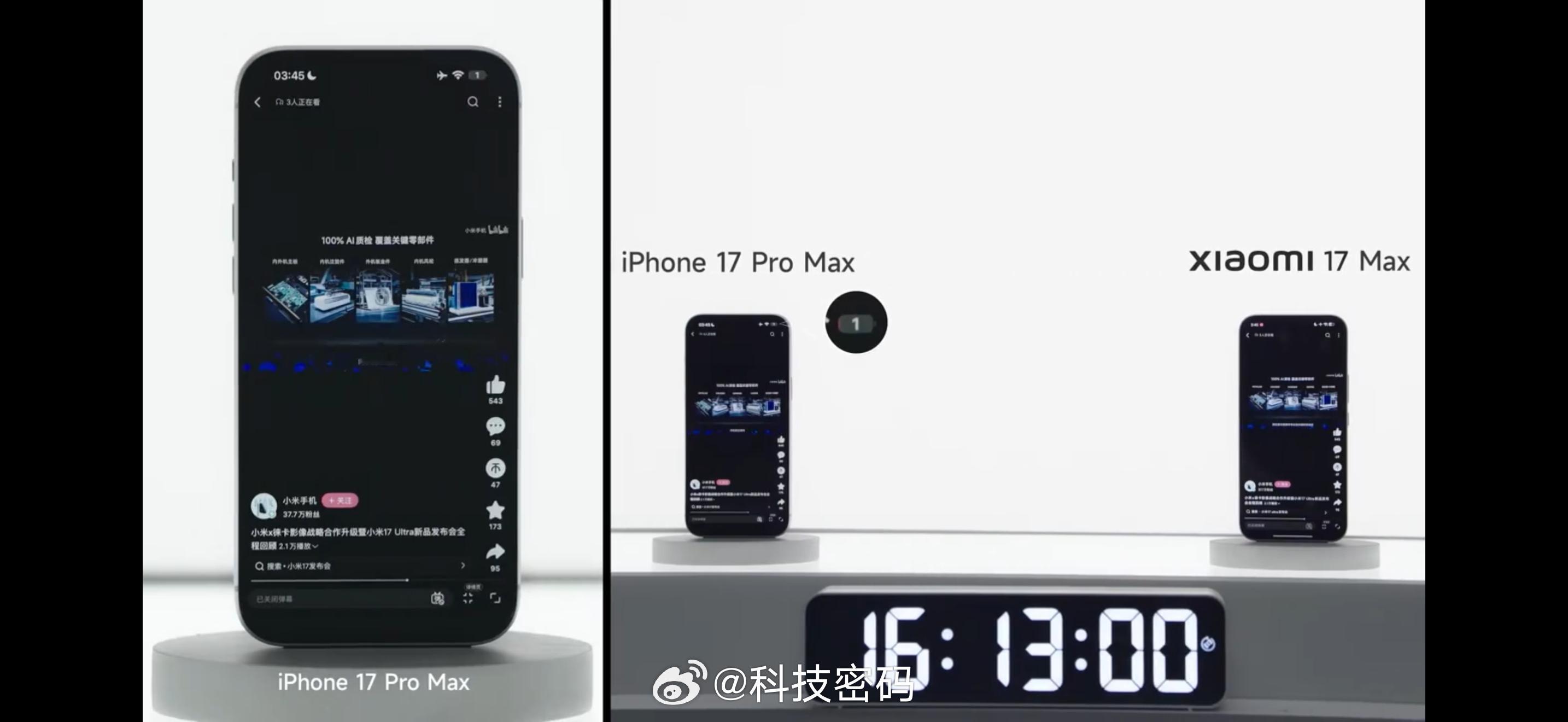 小米17Max续航实测超两台iPhone小米17 Max在续航赛道迎来“越级”突