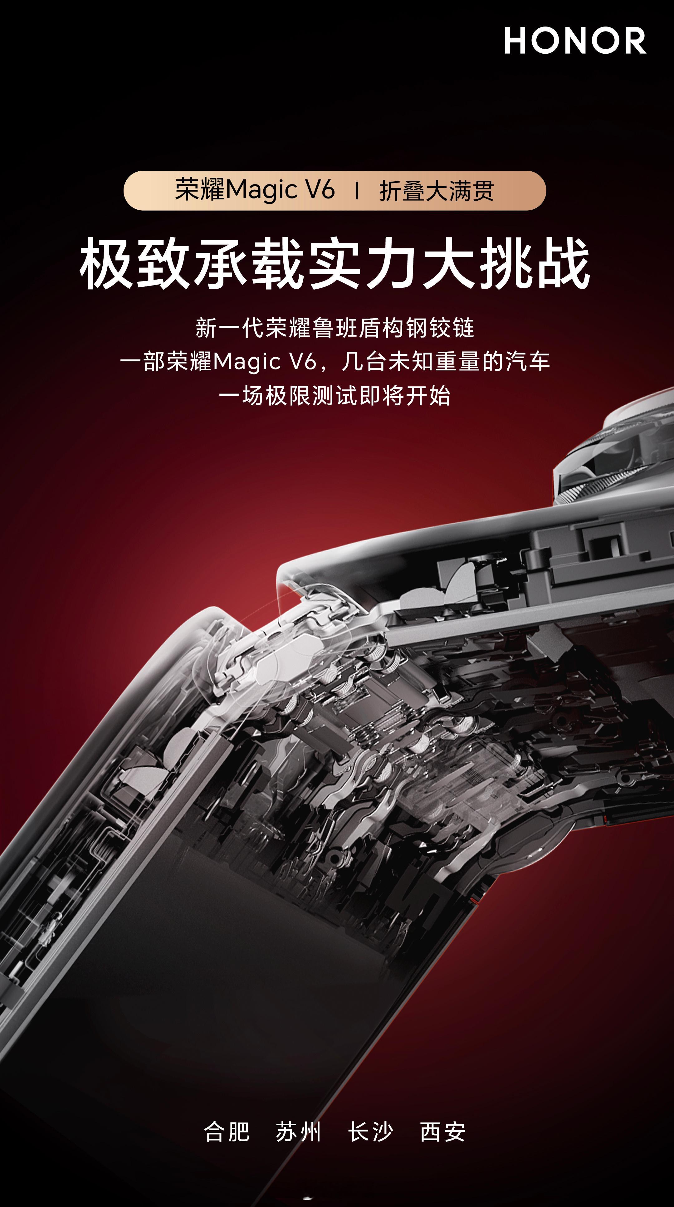 荣耀Magic V6 极致承载实力大挑战！新一代荣耀鲁班盾构钢铰链，它的承载极限