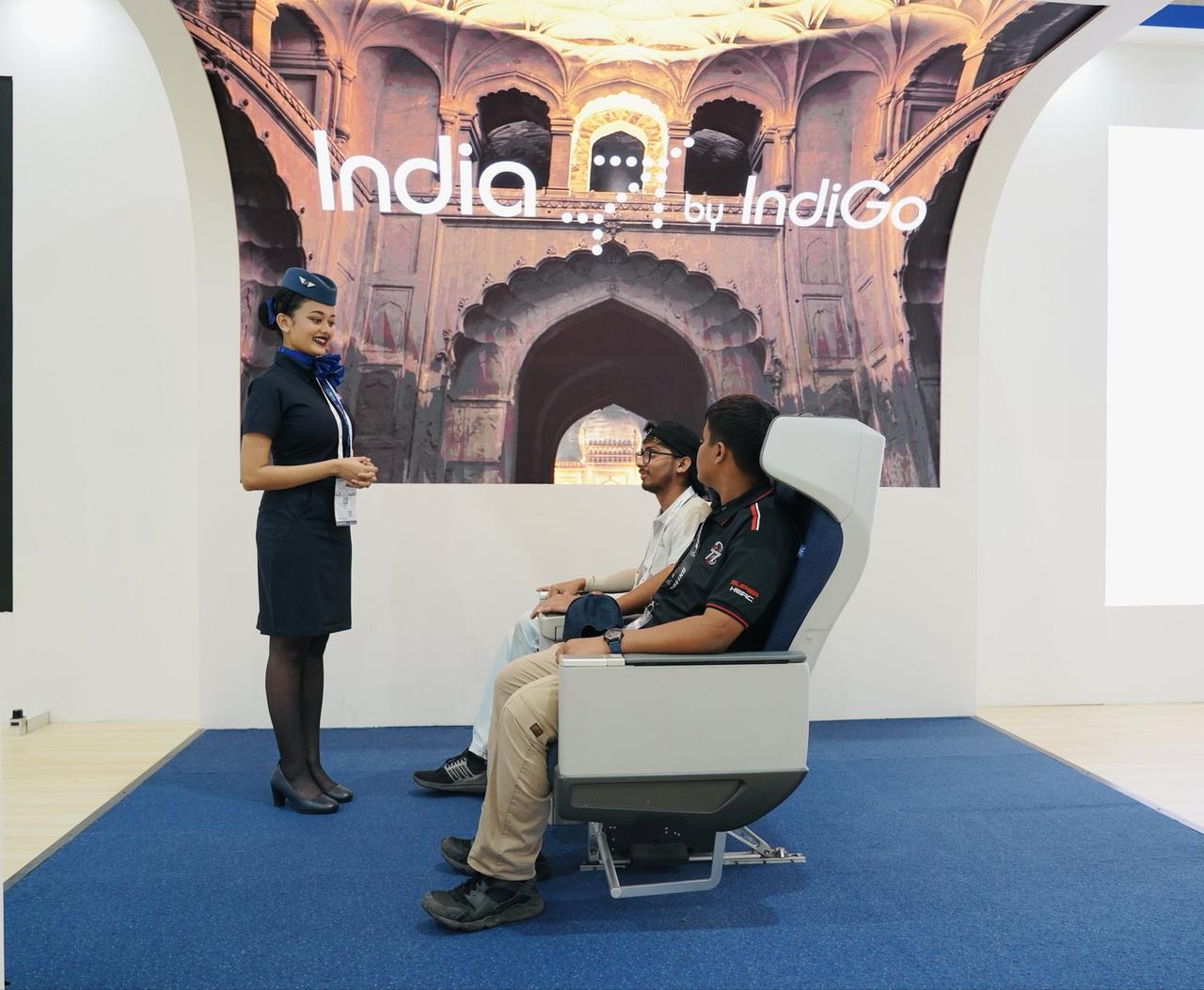 1月28日，2026年“印度之翼”航展开幕，靛蓝航空亮相室内展区，展示其客舱座椅