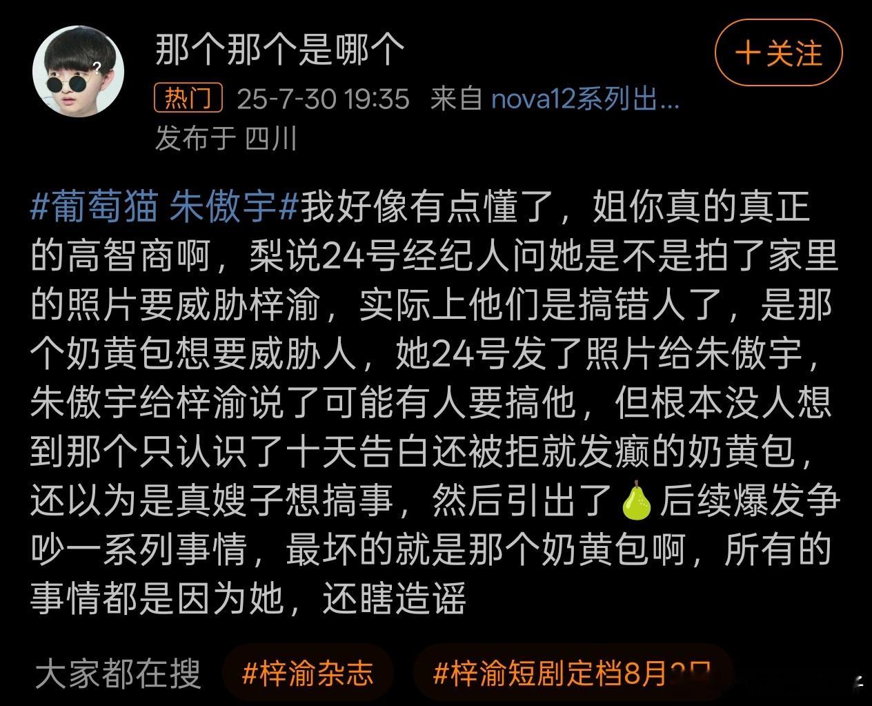 葡萄猫 朱傲宇 这瓜整理一下能写论文了[允悲]还得是条理清晰的网友来分析一下啊 