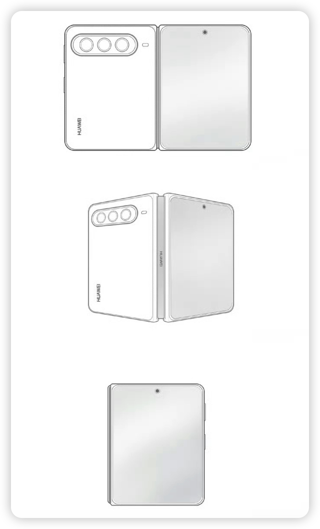 华为新款阔折叠的设计图曝光，看下来感觉比上一代更实用了一些外屏比例日常用起来应该