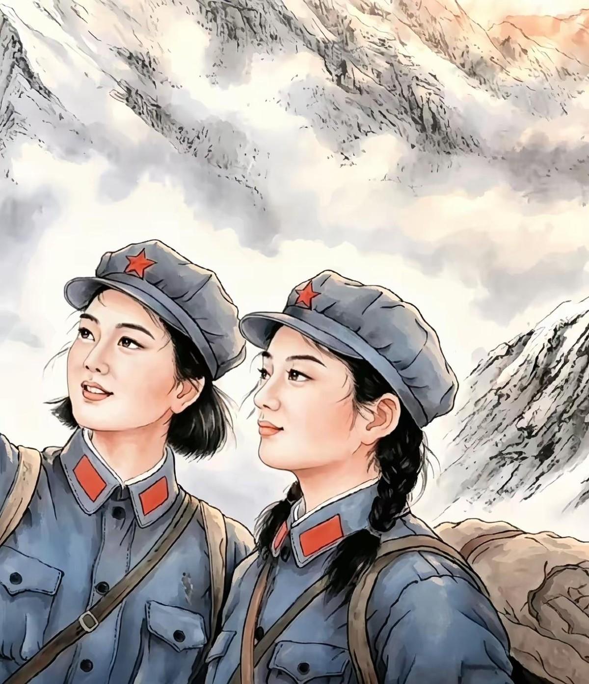 前一幅画红军的作者是工地干活的普通人，后一幅据说是美术博士、教授的大作，结果老百