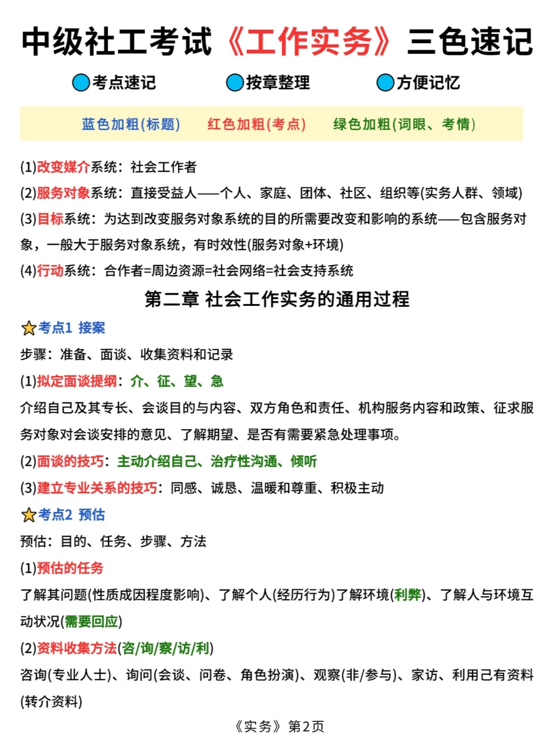 25中级社工考试三色速记，零基础就学这些！