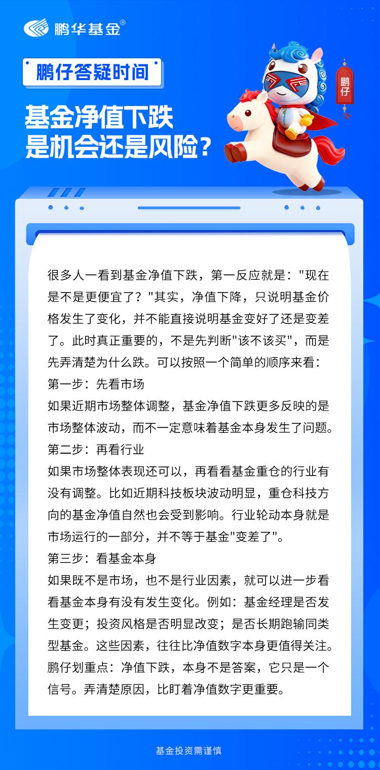 有鹏友留言："最近基金跌了不少，净值越来越低，是不是越跌越值得买？"这是很多人都